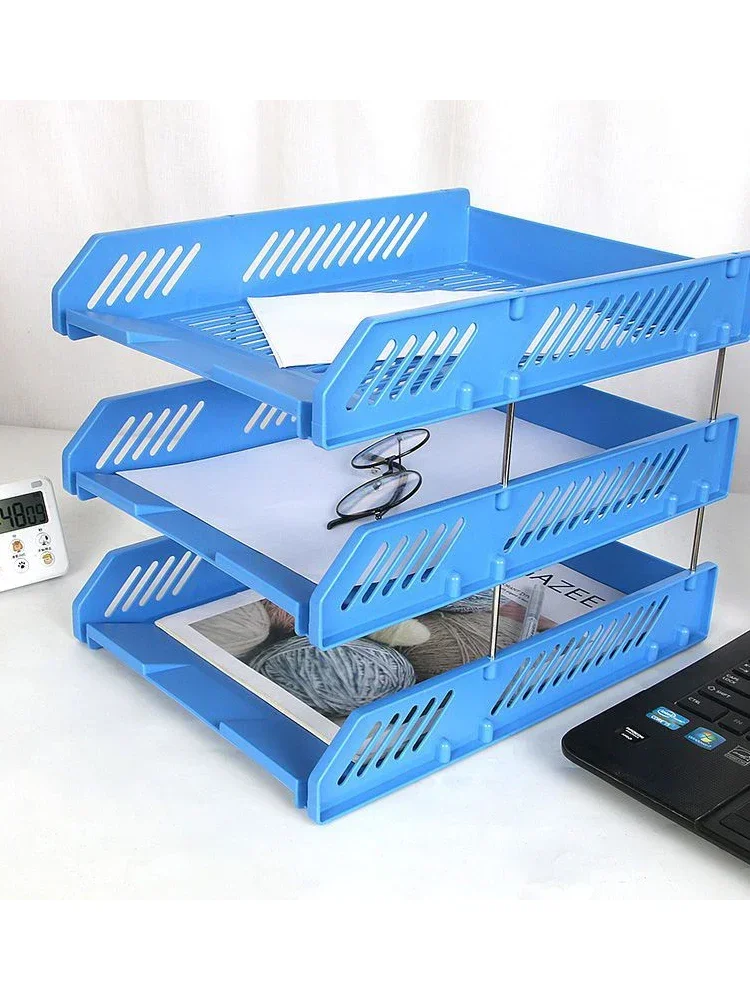 다양한 색상의 파일, 사무실 선반, 3 층 다층 트레이, 거치대 외관