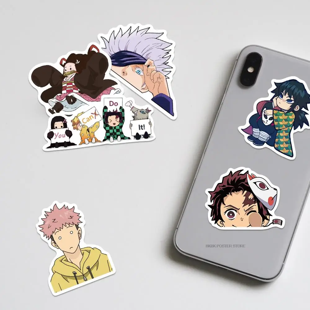 10pcs 50pcs 100pcs Anime Mix Bungo Stray Dogs Demon Slayer Jujutsu Kaisen Chambre Bar Sticker Suitcase Guitar Laptop Stickers