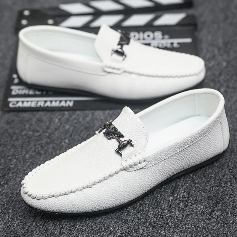

British formal business Men's Leather Shoes Casual British one Foot Stomp loafers men's flat single shoes