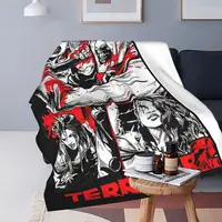 Retro Terrifier 2 Halloween Clown Art Blanket Fleece Print Portable Soft Throw Blanket for Sofa Office Bedspreads 2