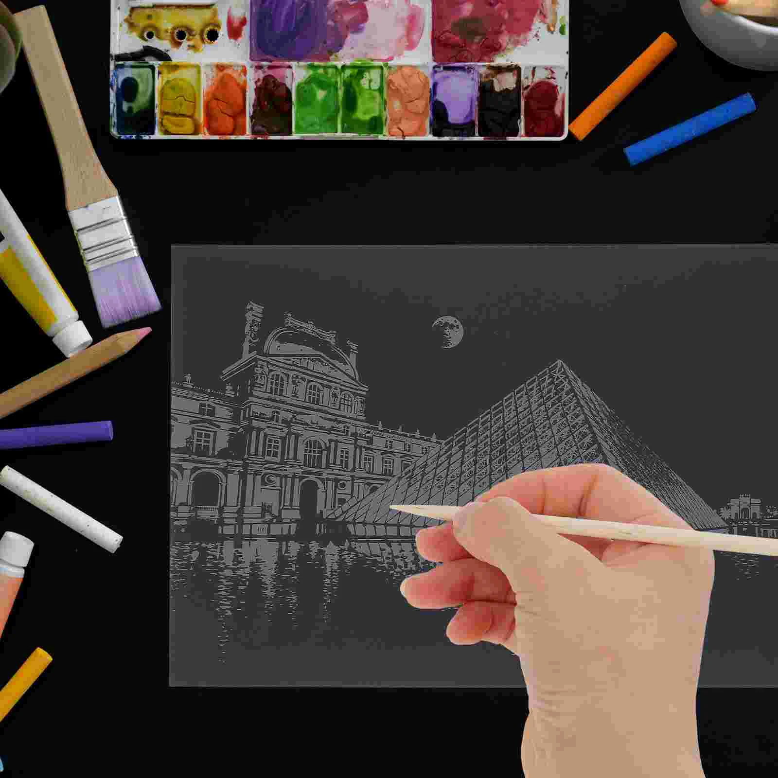 2 Pcs Scratch City Night View Paper Kits Building Cards Children Diy Supplies Drawing Toys Creative Giftsscratch Paper