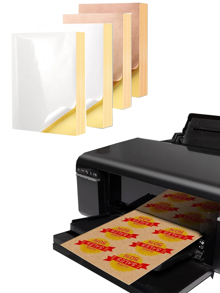 A4 20 Blatt weiß/Kraft bedruckbarer Aufkleber, selbstklebendes Aufkleberetikett, mattes, glänzendes Papierblatt für Laser-Tintenstrahldrucker, Kopierer – Detail 8