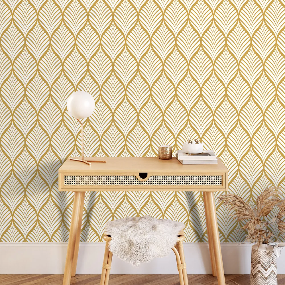 Geometric Golden Leaf Wallpaper Peel and Stick Wallpaper Boho Contact Paper Self Adhesive Wallpaper For Bathroom Home Decoration 4