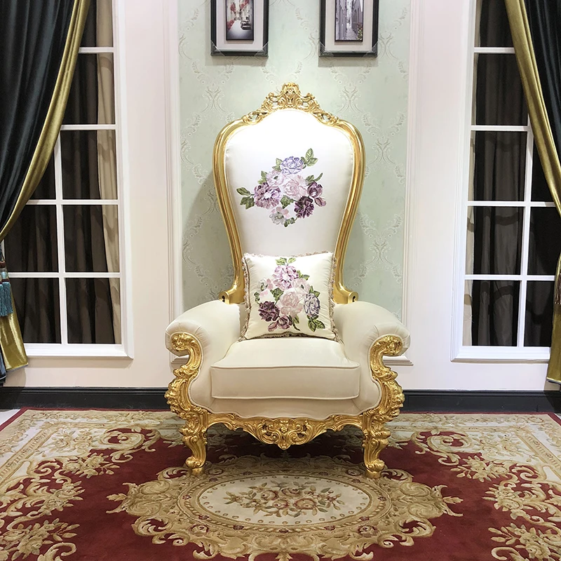 

European style modeling chair cloth art exhibition hall sales office hotel lobby solid wood baroque style image chair