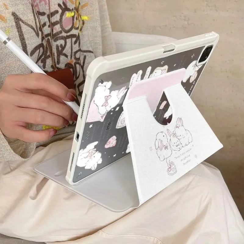 Adorable Rotating Rabbit Tablet Cover - Universal 10-11 Inch
