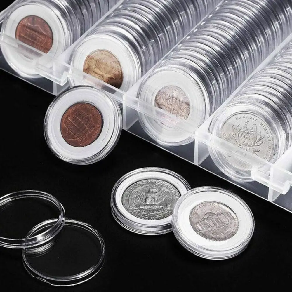 100Pcs 33mm Coin Cases Holder for Coin Collecting Storage
