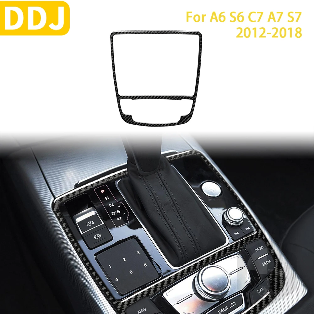 

For Audi A6 S6 C7 A7 S7 2012-2018 Real Carbon Fiber Interior Modified Accessories Central Gear Frame Trim Sticker Decor