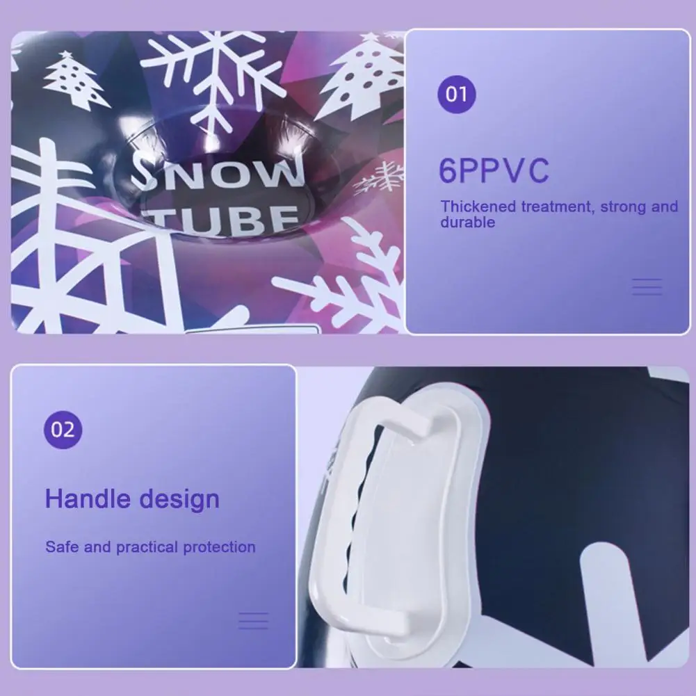 Inflatable Snow Tube Sled with Double Handles Ski Ring Valve Design Snowboard Inflatable Ring Winter Outdoor Toy for Kids Adults