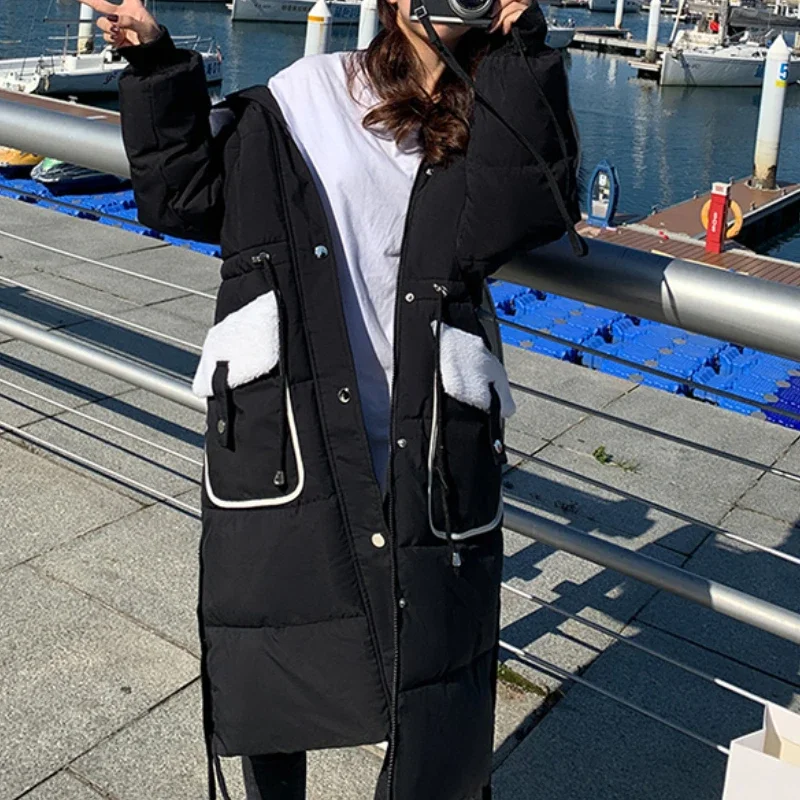 

Women's Fashion Mid-length Section Over The Knee Winter 2023 New Ins Korean Version of Loose Sen Thick Warm Cotton Coat Jacket