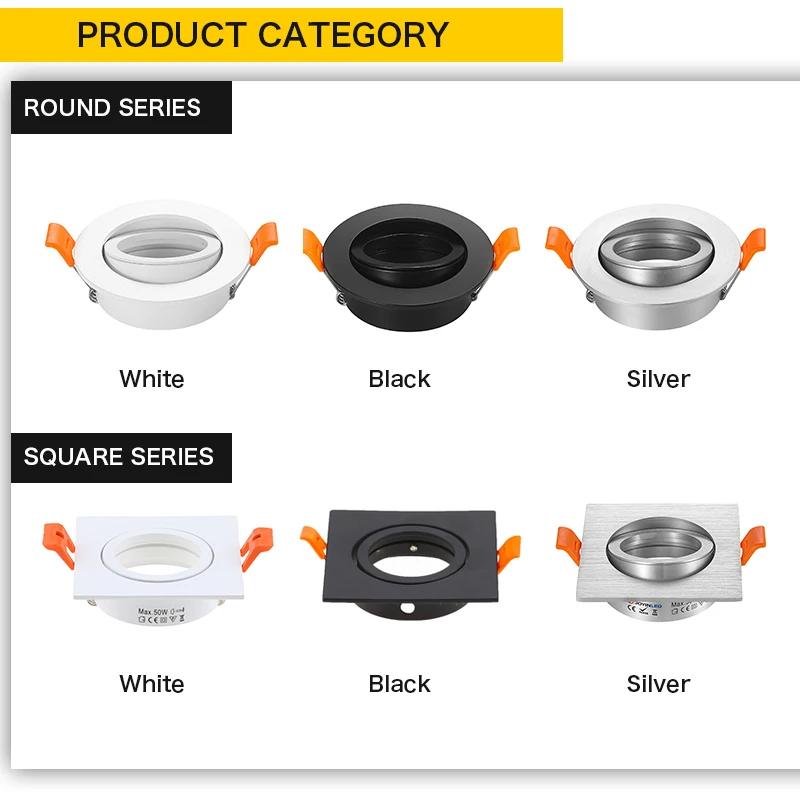 1/10PCS Adjustable Ceiling Light Frame Holder for GU10 Se4d33eaf0cbf44acb1bc29ccfcb67cecD