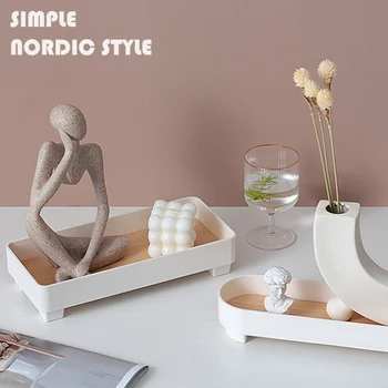 Modern Decorative Tray Home Decor Vase Storage Organizer Box Table Aromatherapy Candlestick Round Stand Office Desktop Decor 2
