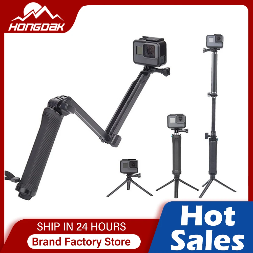 

HONGDAK 3 Way Arm Водонепроницаемая селфи-палка монопод для GoPro Hero 11 10 9 8 7 4K Insta360 Samsung Millet Go Pro Аксессуары