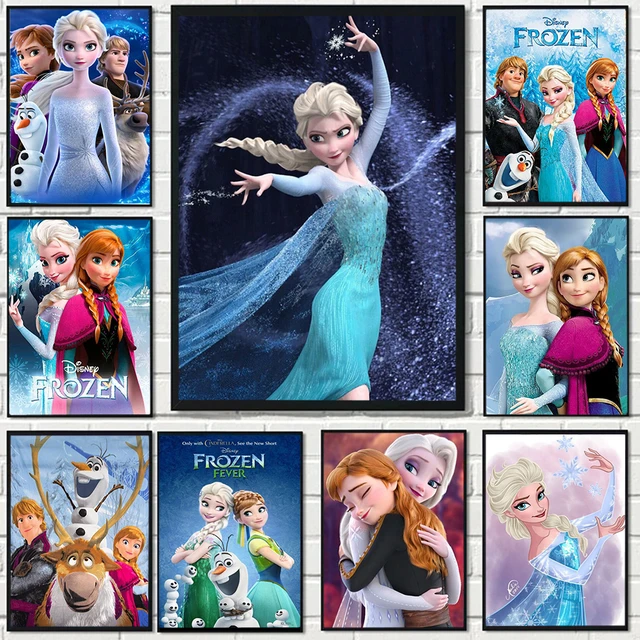 Disney Gefrorene Cartoon Leinwand Malerei Wand - Decor Überraschung Elsa Prinzessin Kunst Kind Bilder Geschenk Drucke und Geburtstag Nette AliExpress Poster