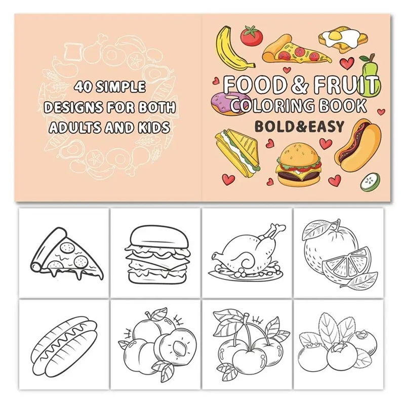 Y42A-Food And Fruit Coloring Book Coloring Book For Adults And Kids Bold Easy Colouring For Family Fun Creative