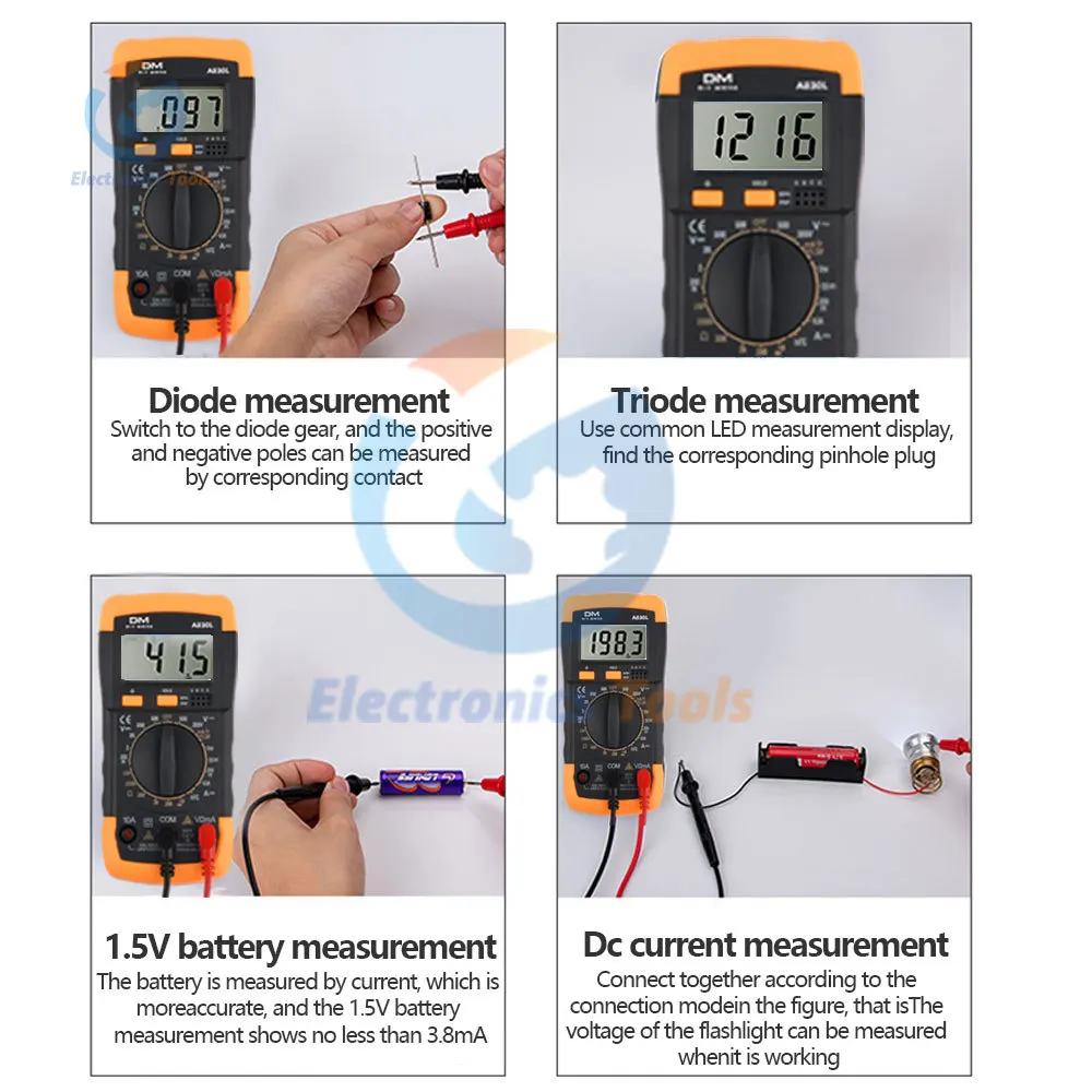 Digital Multimeter Tester AC DC 600V Voltmeter Voltage Current Diode Resistance Freguency Temperature Tester Household Tools