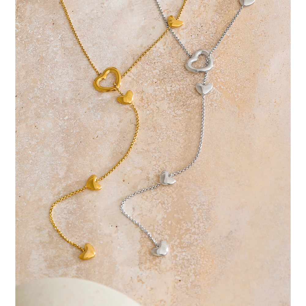 Yhpup Stainless Steel Removable Heart Chain Necklace for Women
