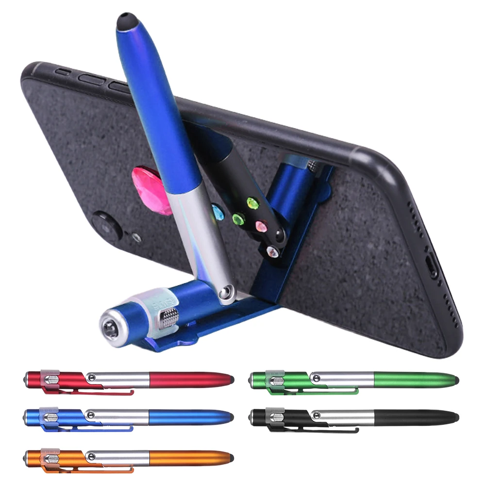 Stylo à bille multifonction 4 en 1 avec lumière LED, support de