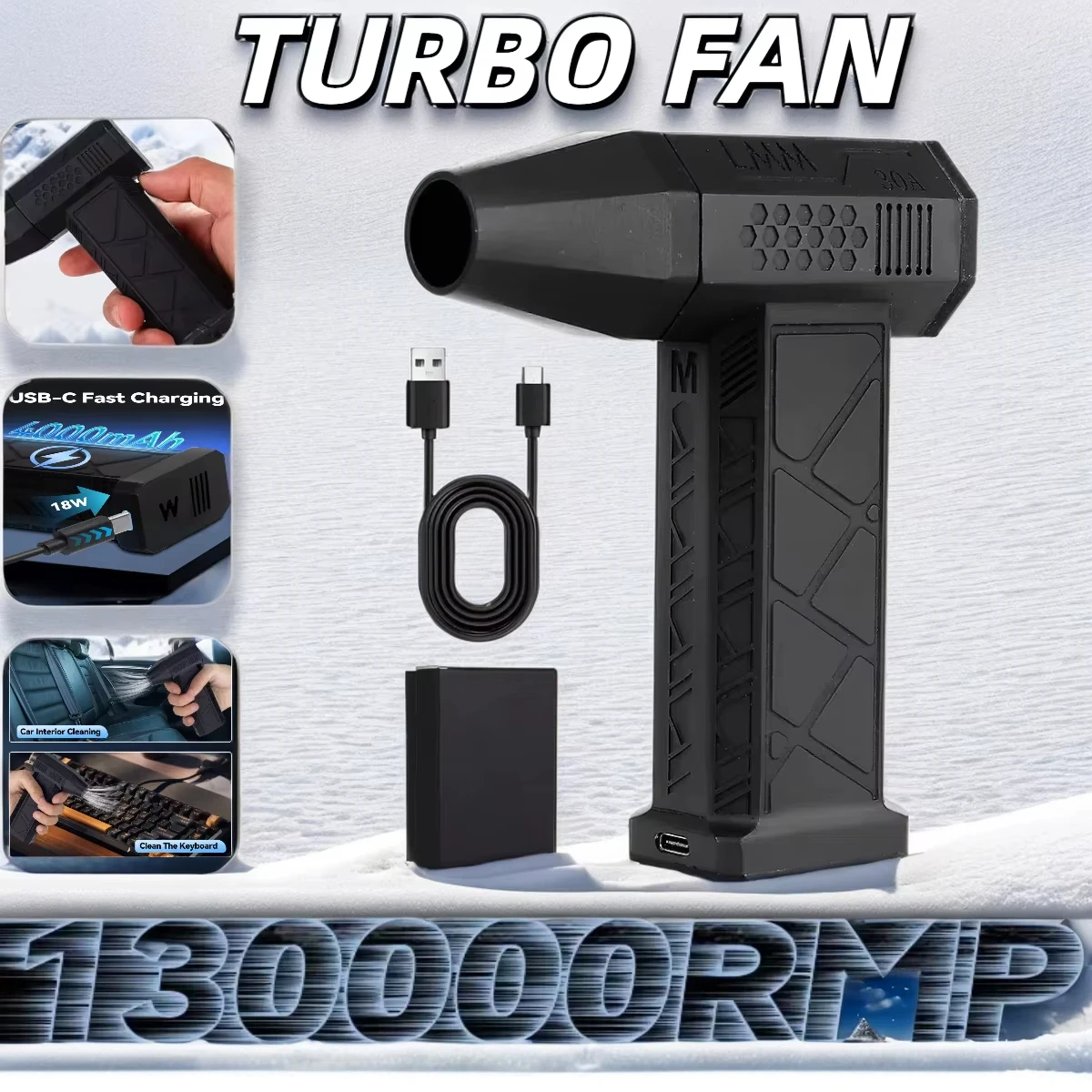 미니 강력한 공기 송풍기 130000 RPM 터보 제트 팬 야외 휴대용 바베큐 전기 송풍기 자동차 건조기 강력한 컴퓨터 먼지 ..