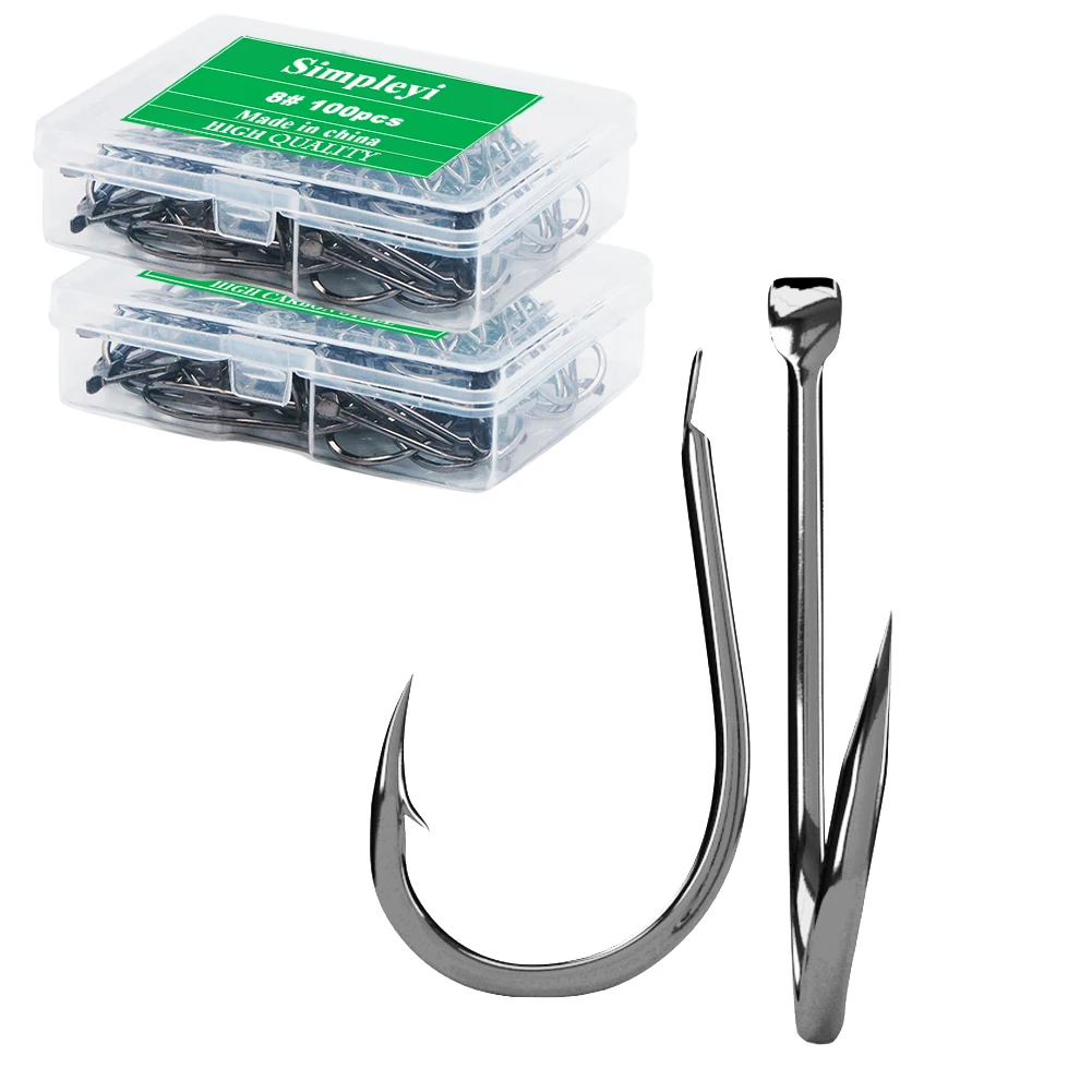 Acheter MEREDITH 50 pcs/lot crochets de pêche à vis sans fin souples en acier à haute teneur en carbone large Super verrouillage hameçons leurre crochets souples 8 #-5/0 matériel de pêche