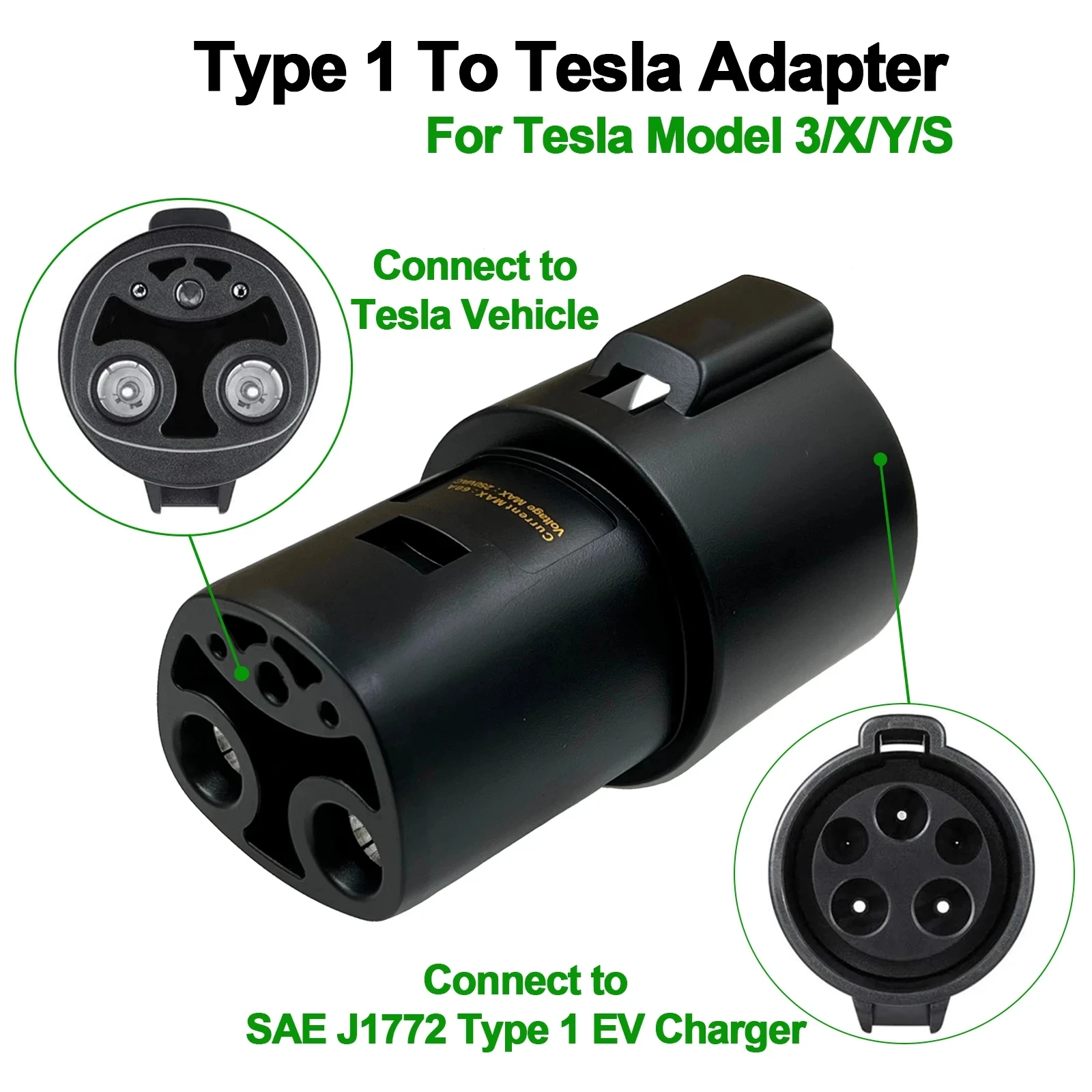 EV Charger Adapter Electric Car Charging Connector For Tesla Model X Y 3 S  SAE J1772 Type 1 To Adapter For Tesla EVSE - AliExpress