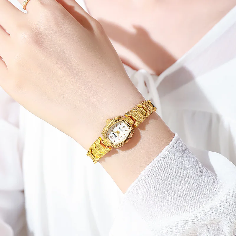 Women's wine barrel watch, fashionable small gold watch, personalized bracelet watch, quartz watch