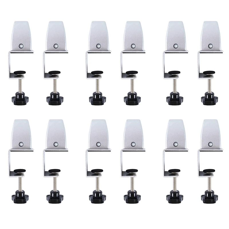 

12 Pcs Office Desk Divider Clamp Privacy Screen Clip Holder Bracket Screen Baffle Clamp Partition For Table Clamp Silver