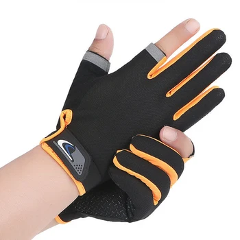 1 Pair Protective Fishing Gloves 2 Cut Fingers Fingerless Glove Men Women Anti-slip Fishing Wear Pesca Fitness Cycling Glove 2