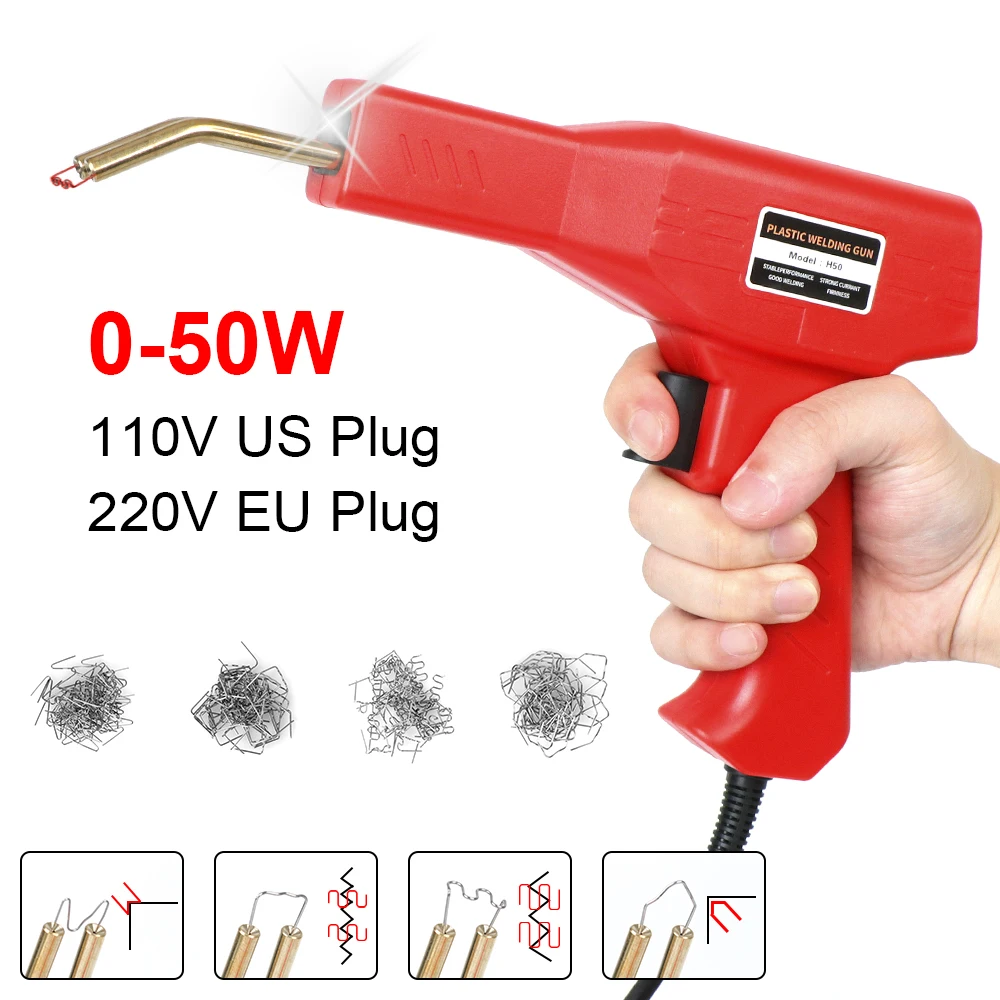 

Handy Car Bumpers Repair Kit Soldering Iron 50W Hot Staplers Machine Plastic Welder Welding Wire PVC Welder Gun