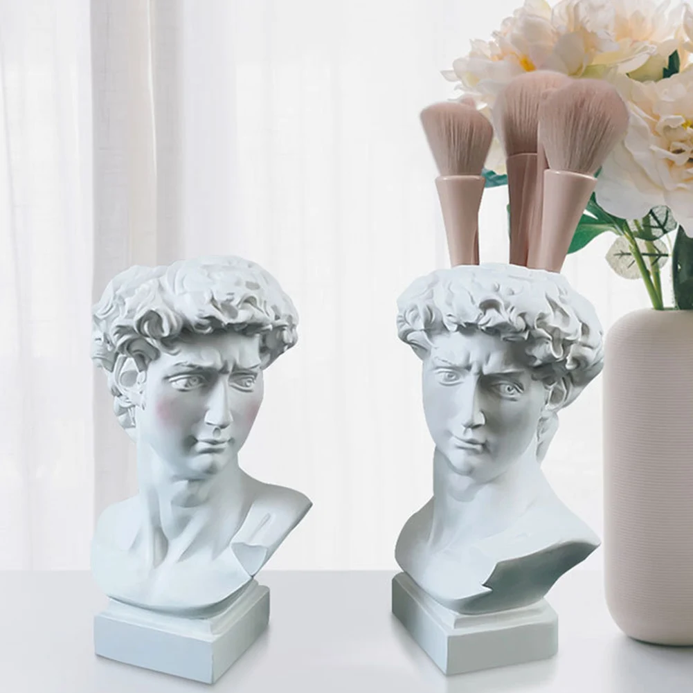 Kreative Kunst Blumentopf Make-up Pinsel Lagerung Stift halter David Statue Harz Medici Vase Desktop Organizer Wohnkultur Ornamente – Detail 10