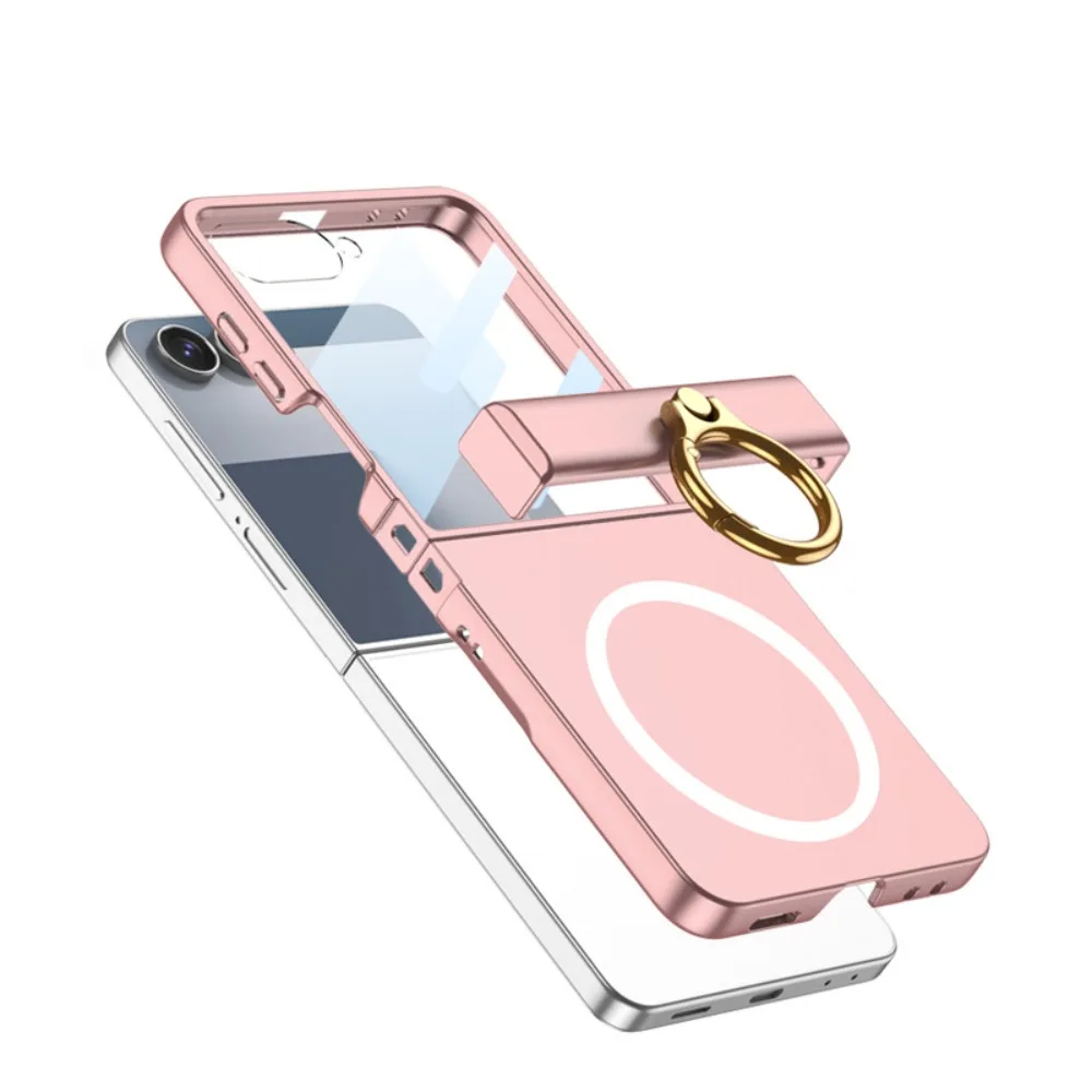 Magnetic Phone Case with Front Screen Protector, Ring Kickstand, and Hinge Protection