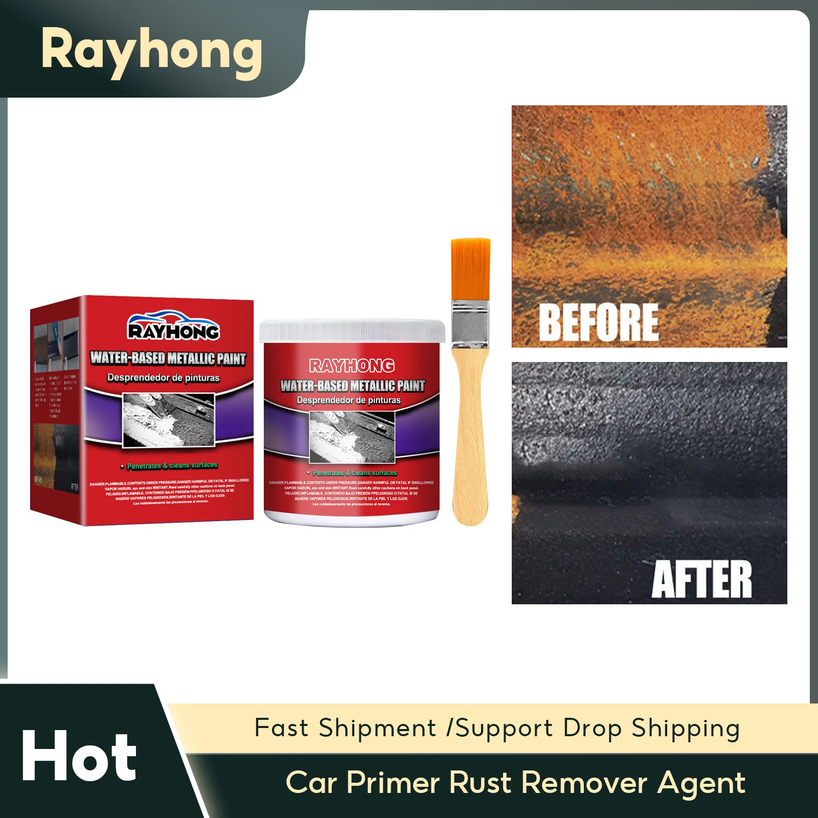 

Car Primer Rust Remover Agent Water-Based Metallic Paint Protect Cars Coating Metal Renovation Automobile Rust Conversion Agent