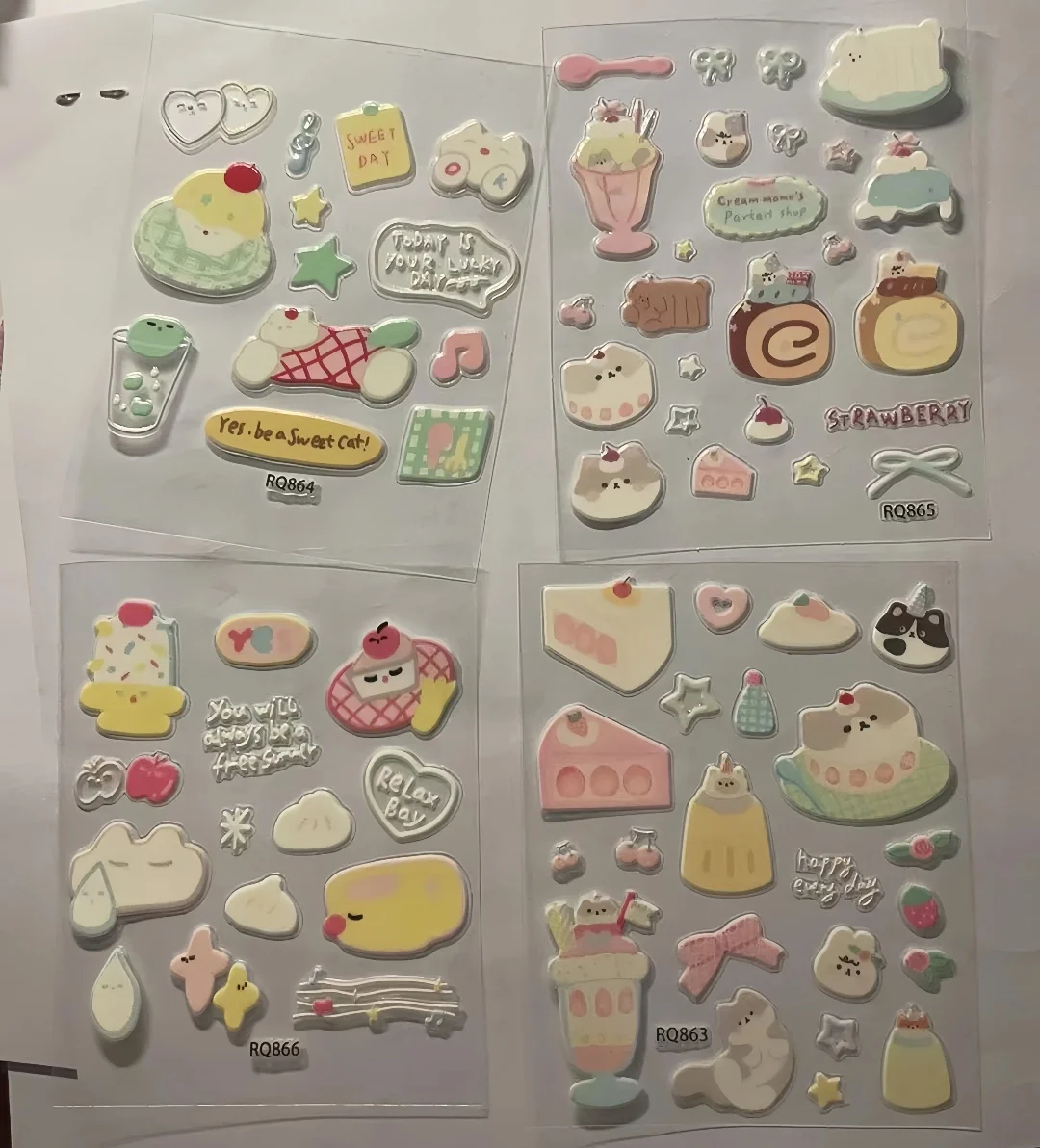 귀여운 새 빵 고양이 젤리 입체 스티커 리본 강아지 DIY 휴대폰 컴퓨터 태블릿 장식