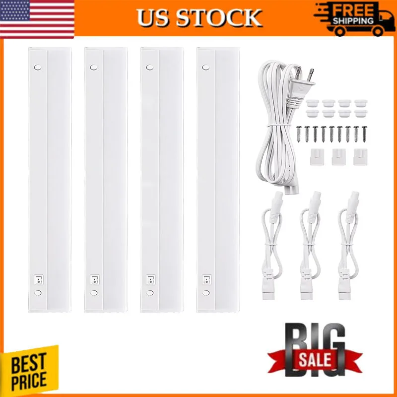 

8W Linkable Closet Light, Plug-in Under Counter Light 4 Pack LED Closet Light, 16" Kitchen Under Cabinet Light