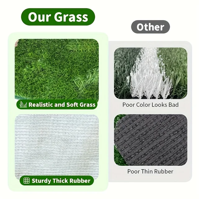 FUKUCHONG Washable Artificial Grass Dog Potty Trainer - Small to Large Size, Durable EVA Material, Green & Yellow Design for Ind 4