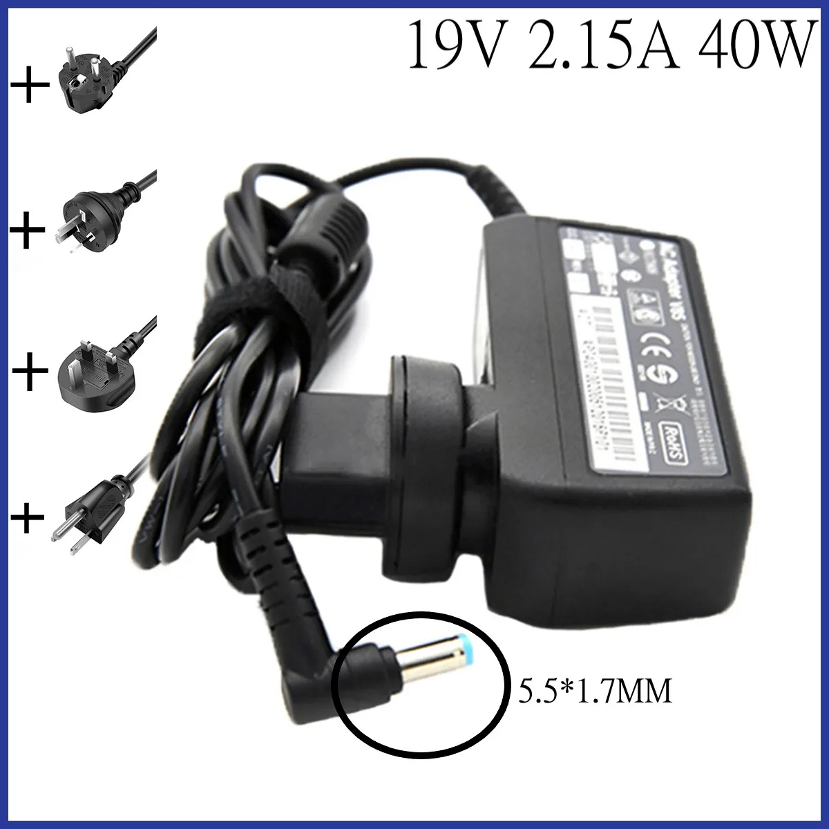

19V 2.15A 40W 5.5x1.7mm Laptop AC Adapter For Acer Aspire One D255 533 D257 D260 W500P W501 W501P Charger Power Supply