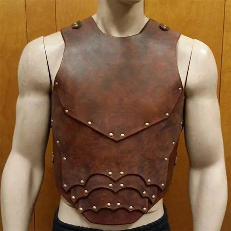 

Mens Medieval Viking Knight Pirate Costume Body Shoulder Armor Set Larp Cosplay Outfit Pauldrons Steampunk Leather Vest Armor