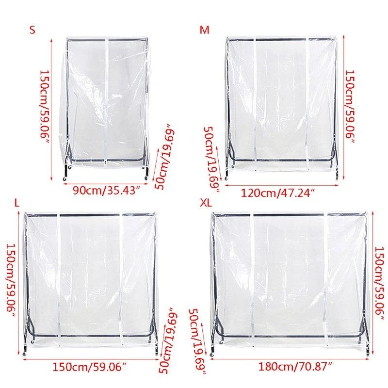 

Clear Waterproof Dustproof Clothes Cover Clothing Rack Cover Protector 203C