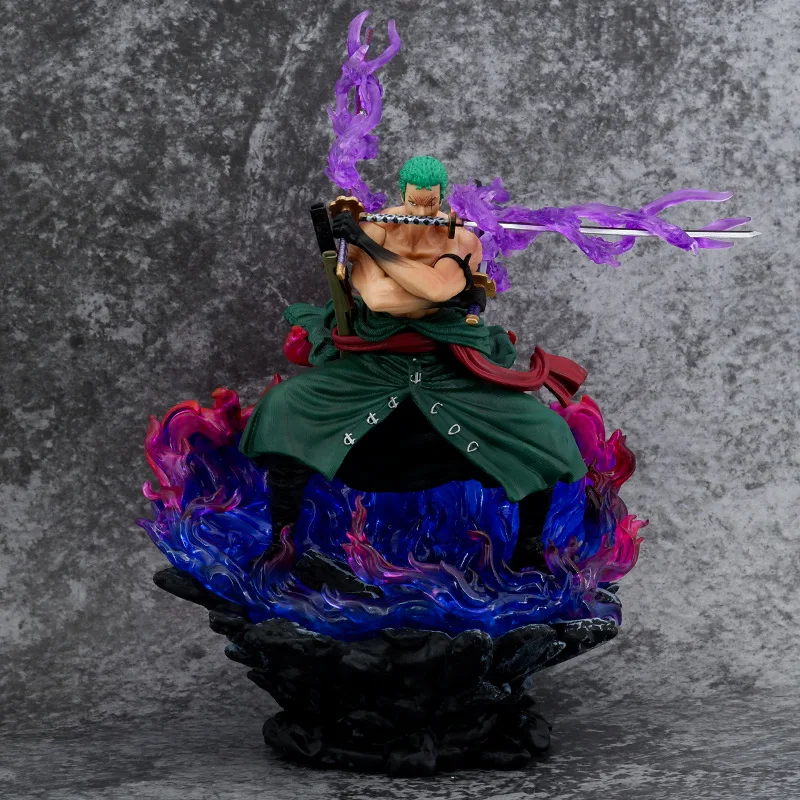 One Piece Zoro Anime Figure 30cm Statue Pvc Figurine Action Figures Ashura 3 Swords Style Model Collection Decoration Toy Gift 2