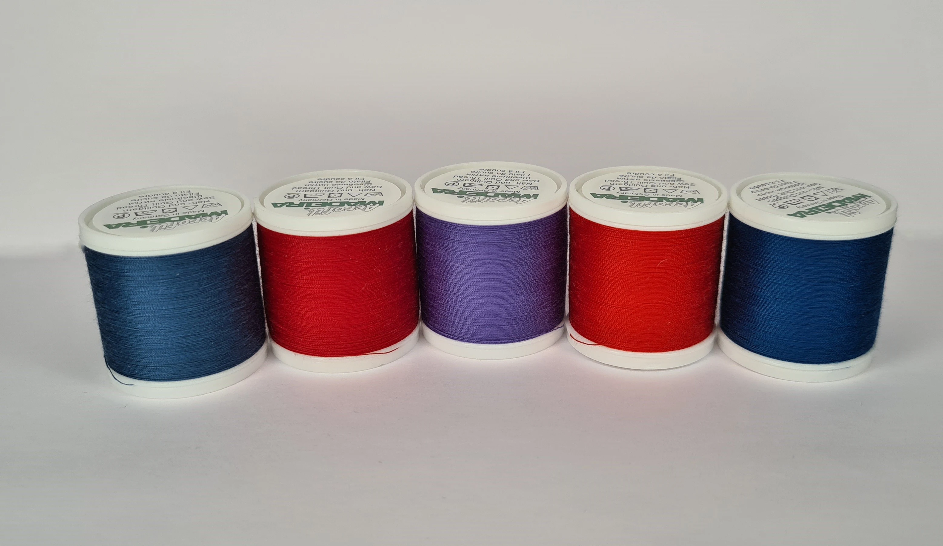 Set Sewing Thread Madeira Aerofil №120 5*400 Blue Red Purple Thread