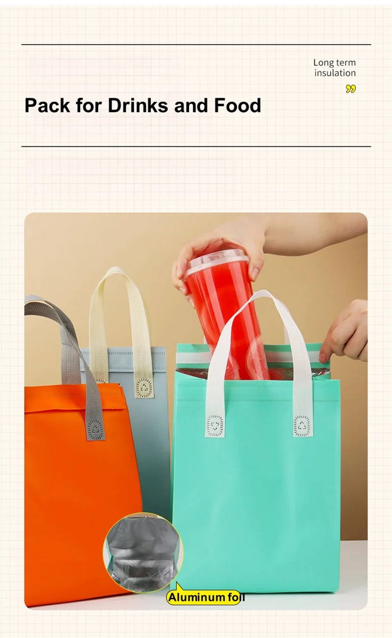 25pcs Non-Woven Insulated Tote Bags – Reusable Portable Fabric Pouches for Food, Cake, ... - SKU NITB1828 - UGI Packaging