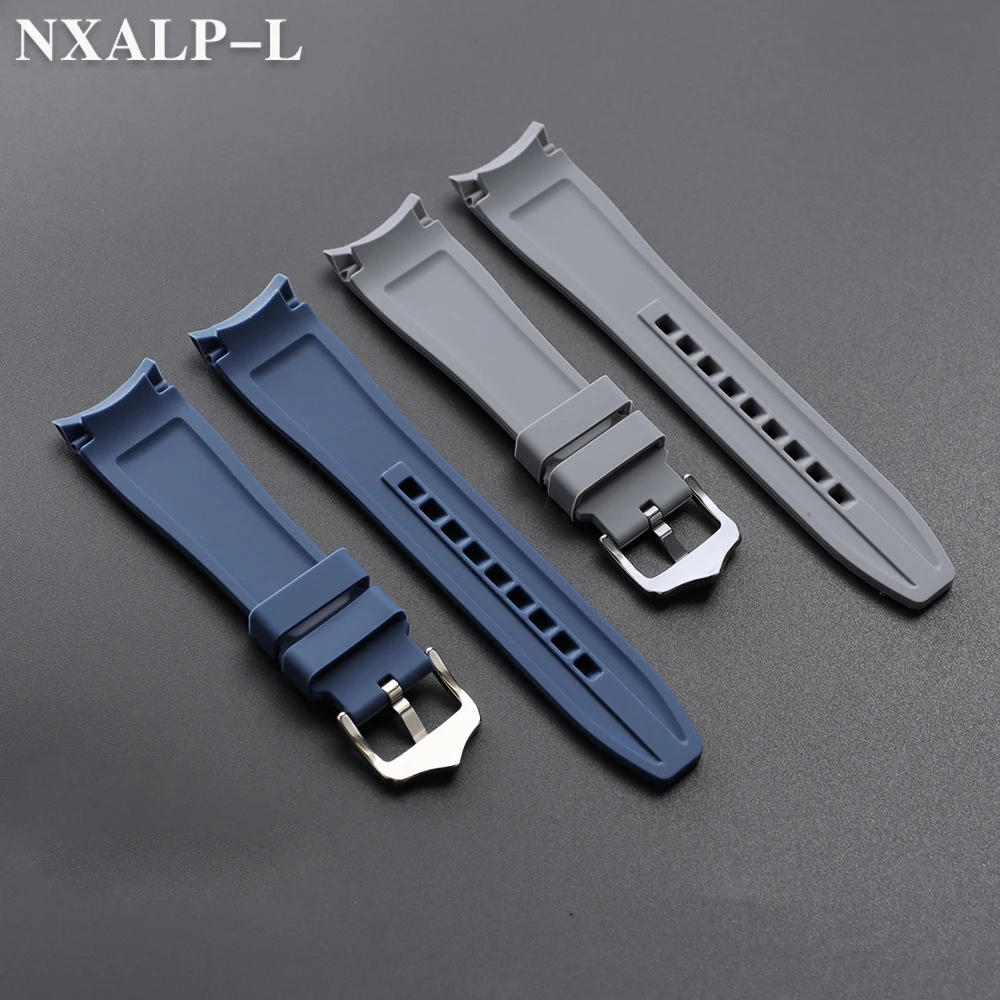 Enhanced Rubber Strap Silicone Watch Band - Waterproof Sport Bracelet with Curved End Design