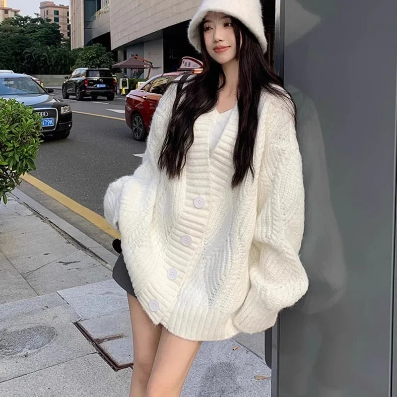 Chunky Knit Cardigan Sweaters Women Oversize Long Sleeve