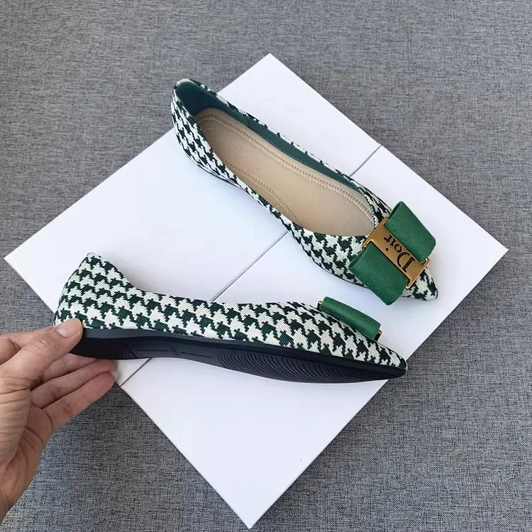 Summer 2024new Fashion Women's Shallow Mouth Casual Female Sneakers Slip-on Flats Bow-Knot Pointed Toe Moccasins Modis Slip