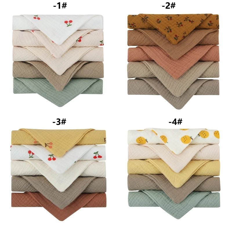 5 Pcs Towel Baby Facecloth Baby Bath Towel Handkerchief Cotton Burp Cloth Soft Absorbent Gauze Kindergarten Washcloth bath towel cotton towel baby towel muslin burp cloth muslin feeding towel
