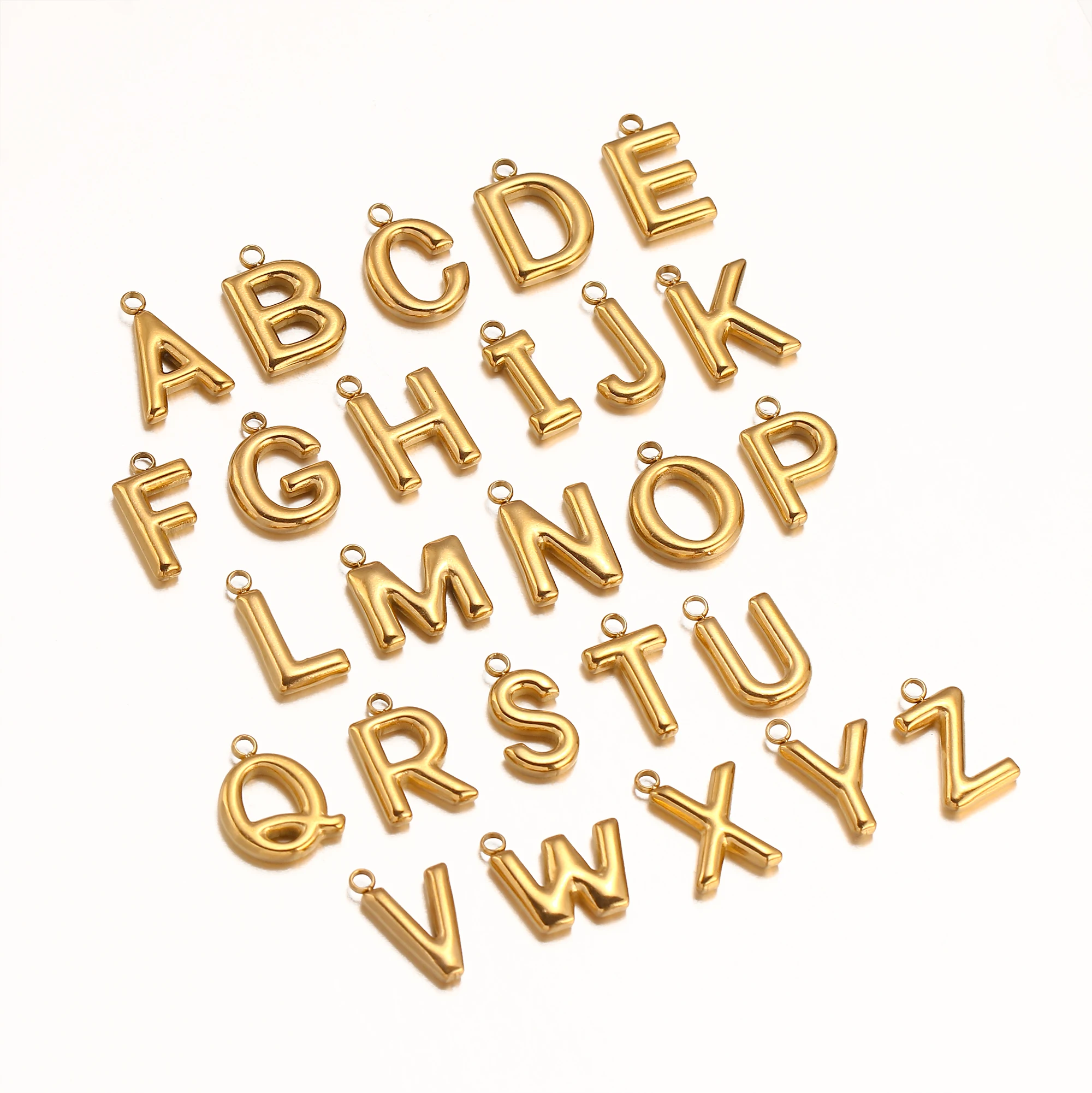 3 Stück Initial Charms 3D Edelstahl Englischer Buchstabe Anhänger 18K Gold Farbe PVD plattiert Blase Alphabet Charm DIY Schmuckherstellung – Detail 3