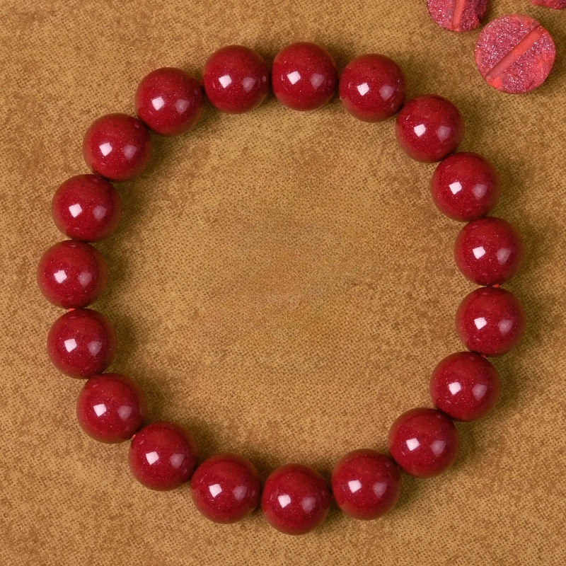 Natural Cinnabar Bracelet Female Male Genuine Purple Gold Sand Emperor Sandstone Raw Ore Scattered Beads Year of Fate Bracelet