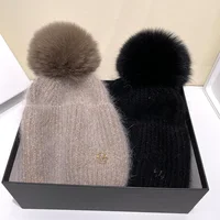 Angora shimmering sequin Beanie Hat Women with Pom Pom Hats Warm  Rabbit Fur Wool Knit Female Fashion Casual Fluffy Winter Hats 2