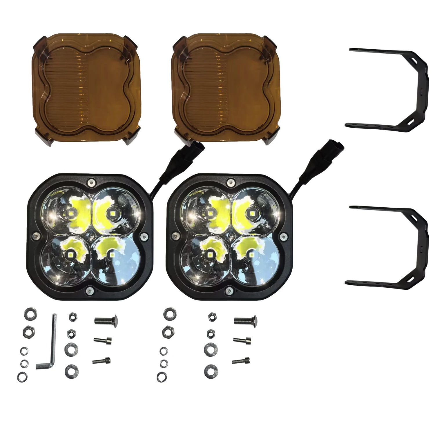 5인치 LED 조명 램프 80W 1쌍(노란색 렌즈 포함) LANTSUN LED6507