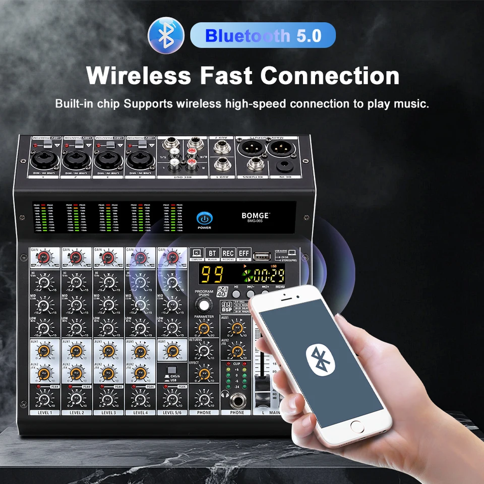 BOMGE 06S プロフェッショナルオーディオミキサー 6 チャンネル