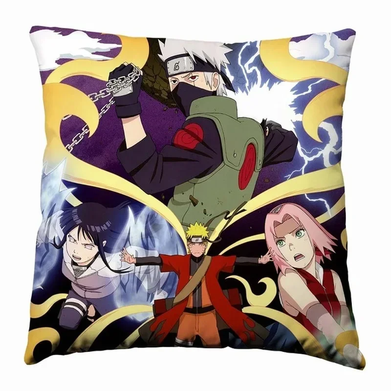 Cushion Cover Classic Cartoon Naruto Image Square Polyester Soft Cushion Cover 45x45cm Home Bedroom Office Hotel Car Decoration